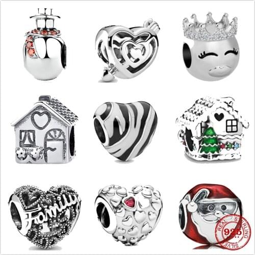 925 Sterling Silver Charm Shiny Gingerbread house bead Fit Pandora Charm Silver 925 Original Bracelet DIY Jewelry For Women