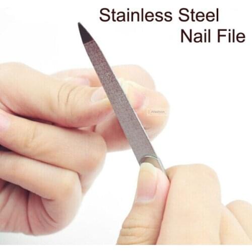 1pc Stainless Steel Nail File Double Side Grinding Nail art Files Rod Buffer Manicure Pedicure Scrub sand Tools