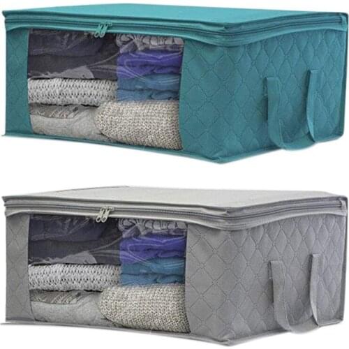 2pcs Non-woven Folding Clothes Storage Bag Quilt Storage Box Dust-proof Clothing Cabinet Finishing Box