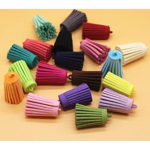 20pcs Mixed Color Suede Tassel For Keychain Cellphone Straps Jewelry Charms 30mm Leather Tassel