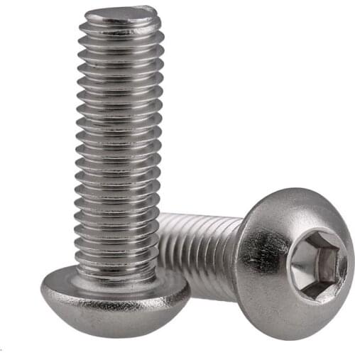 304 Stainless Steel Round Head/Pan Head Hexagon Screw/Semi-round Cup Screw Mushroom Head Bolt M2-M4 50PCS