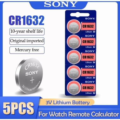 5pcs/lot Sony CR1632 CR 1632 LM1632 BR1632 ECR1632 3V Lithium Battery For Watch Car Key Remote Scale Button Coin Cell Battery