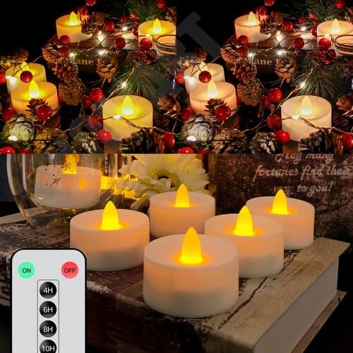 6 Pack LED Flameless Automatic Timing LED Tea Light Fake Flame Votive Timer Tealight Home Party Christmas Thanksgiving Decor
