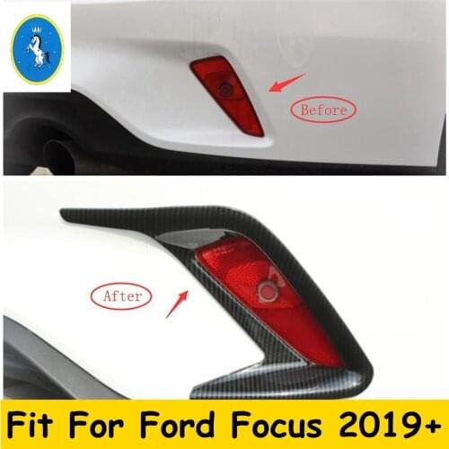 Accessories Rear Fog Lights Lamps Frame Decoration Cover Trim Fit For Ford Focus MK4 2019 - 2021 Sedan ABS Chrome / Carbon Fiber