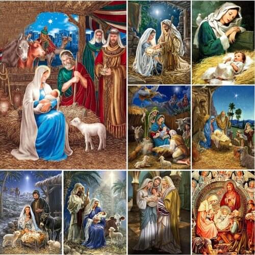 5D DIY Diamond Painting Religion Icons Cross Stitch Kit Full Drill Embroidery Picture Rhinestones Mosaic Handicraft Decor Gift