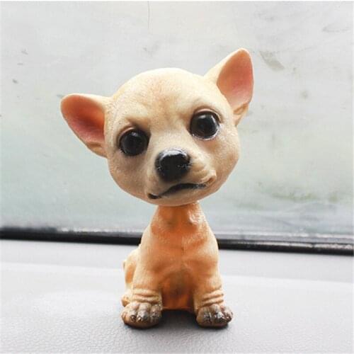 Car Ornament Nodding Dog Car Auto Dash Rocking Head Dog Natural Resin Dog Toy for Car Interior Decorations Home Gift