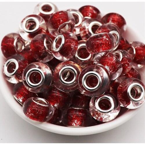 10Pcs New 16 Glitter Colors Large Hole European Beads fit Pandora Charms Bracelet Bangle Chain DIY Hair Beads for Jewelry Making