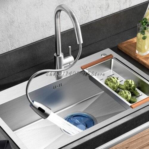 Household Manual Sink 304 Stainless Steel Thickened Sink Kitchen Sink Vegetable Sink Single Sink