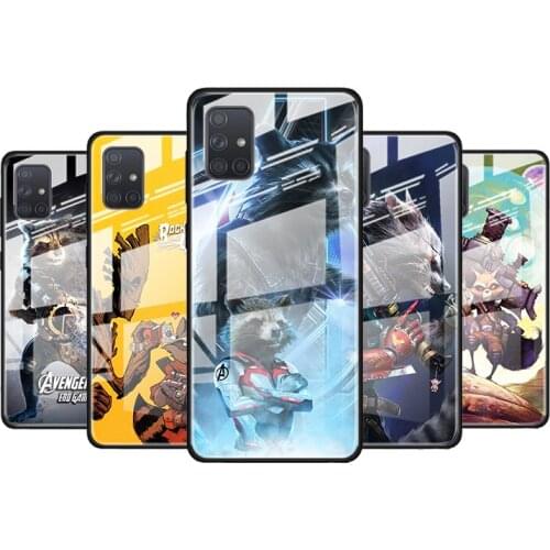Rocket Racoon Marvel cute for Samsung Galaxy S21 Ultra A71 A51 4G 5G A91 A81 A41 A31 A21 A11 A01 Tempered Glass Phone Case