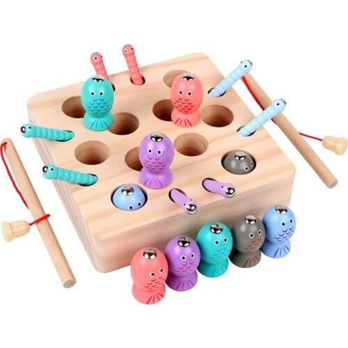 Baby fishing toys for children 1-3-2 years old boys and girls baby magnetic catching bugs puzzle early education building blocks