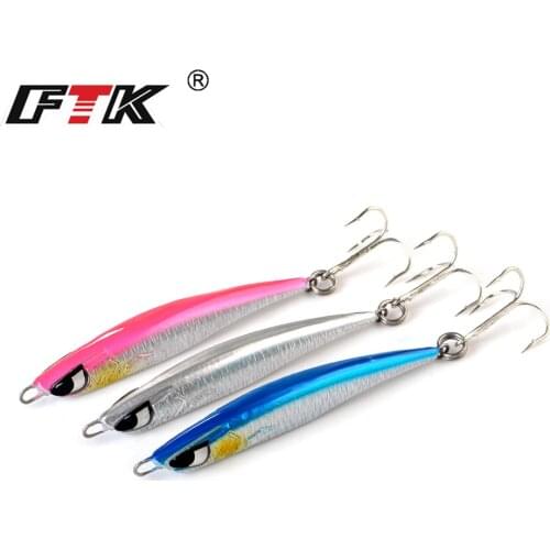 FTK 40/60G Artificial Bait Shore Metal Spinner Slow Jig Cast Spoon Fishing Jigging Lead Metal Bass Casting Jigging Fishing Lure