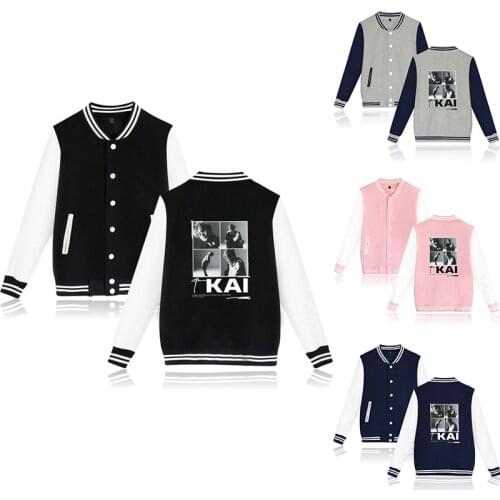KAI Super Kpop Baseball Jacket Coat Hip Hop Men Women Hoodie Sweatshirts Pocket Long Sleeve Male Female Hoodies Jackets Tops 4XL