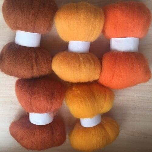 Ceramic wool feltro mixed feutrine naaldvilten lana merino wool fibre roving for needle feling wool set crafa 100G 20G/COLOR
