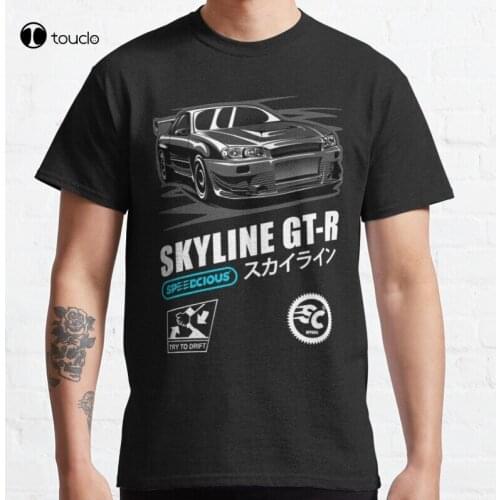 Gtr R34 Black Gt-R Skyline R34 Classic T-Shirt Cotton Tee Shirt