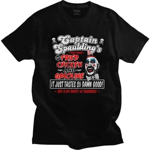 Classic T Shirt Men Captain Spaulding T-shirt Short Sleeve Pure Cotton Tee Tops Leisure Horror Film House of 1000 Corpses Tshirt