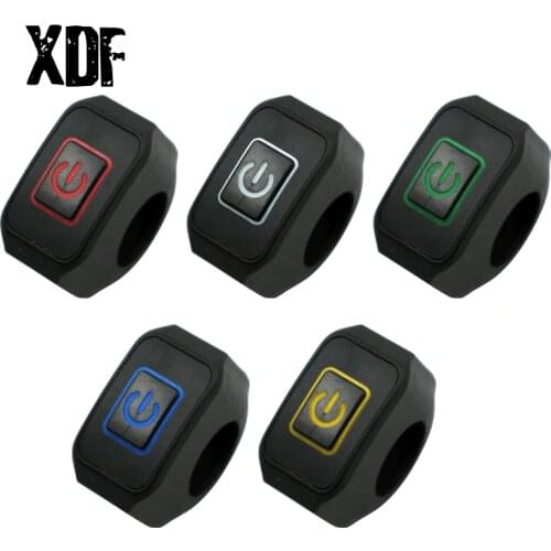 22mm 7/8'' Motorcycle Handlebar Switch Momentry Buttton For Electric Star Kill Waterproof Control Switch Button with LED light