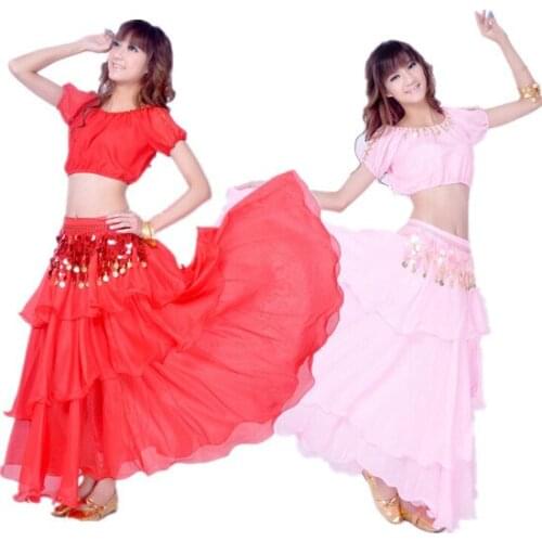 Belly dance set indian dance costume bellydance costume 3pcs Top&Skirt&Belt 8 colors one size