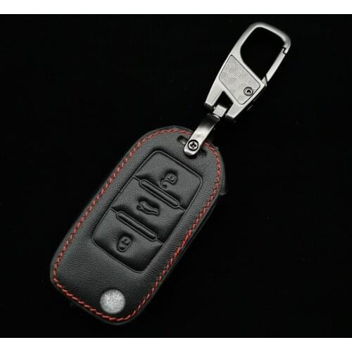 Leather Car Remote Key Cover Case Holder For Volkswagen Tiguan Golf Mk7 Seat Ibiza Leon Skoda Octavia Altea Aztec Accessories