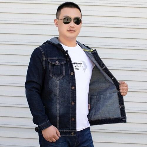 Denim Jacket Men Bomber Jeans Hoody Plus Size 4XL 5XL 6XL 7XL 8XL Hoodie Oversize Coats Mens Jean Dark Blue Hooded Mens Jackets