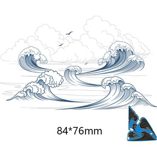 84*76mm lOcean waves new Metal Cutting Dies for decor card DIY Scrapbooking stencil Paper Album template Dies