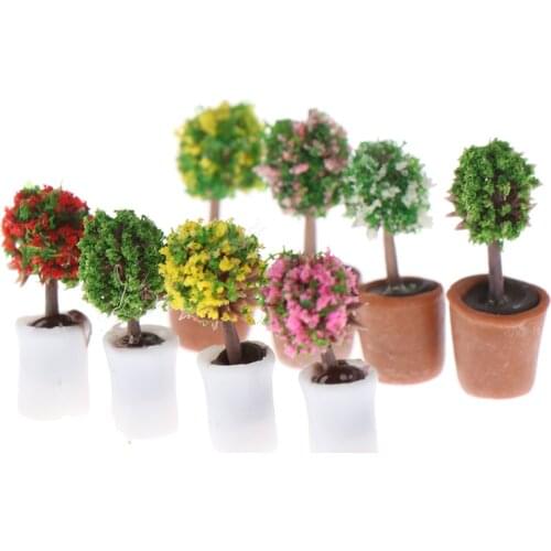 1:12 Mini Tree Potted For Green Plant In Pot Doll House Furniture Home Decor Simulation Potted Plants Dollhouse Decor