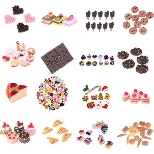 Mini Play Food Cake Biscuit Donut Cake chocolate Miniature Pretend Toy 1/3/5/6/10pcs DollHouse Kitchen Toy Craft DIY Accessories