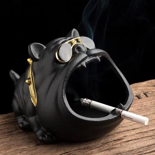 Cartoon Dog Ashtray Creative Anti Fly Ash Household Large Capacity Cute Animal Resin Cigar Smoking Ashtray Home Decoration Gift