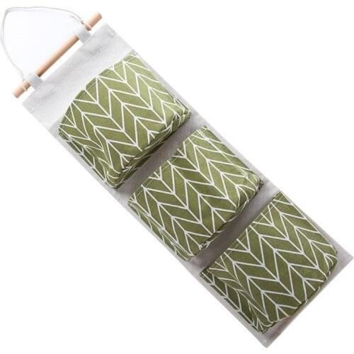 Wall Hanging Organizer Bags Cotton Linen Holder Storage Bag Door Hanging Sundry Bags 3 Pockets Home Supplies lin2618