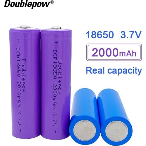 NEW original Doublepow 18650 battery 3.7V 2000mah 18650 lithium rechargeable battery for flashlight etc