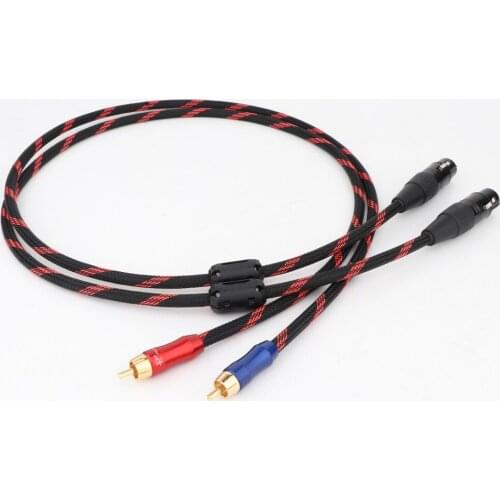 High Quality A53 5N OCC Copper XLR to RCA audio interconect cable with gold plug connector