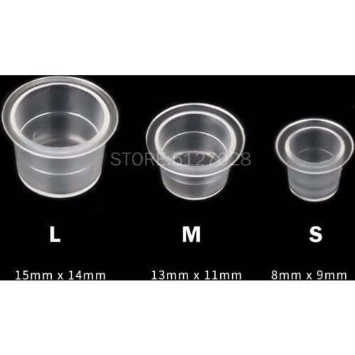 100Pcs Plastic Microblading Tattoo Ink Cup Cap Pigment Clear Holder Container S/M/L Size For Needle Tip Grip tattoo supplis