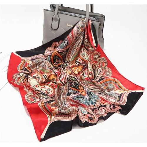 60*60CM New Imitation Silk Printed Silk Scarf Small Square Adult Rayon Women Four Seasons Casual Decorate Scarves Print Fashion