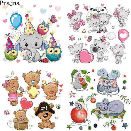 Prajna Cartoon Unicorn Badge Iron on Transfers Patches for Clothes Stripe DIY Iron Heat Transfer Vinyl Thermal Stickers Applique