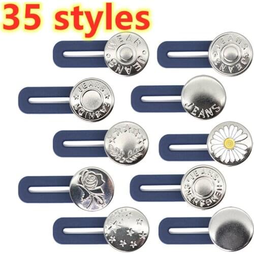 5 pieces of stretchable jeans buttons detachable stretch jeans waist button trousers extender long nail-free sewing accessories