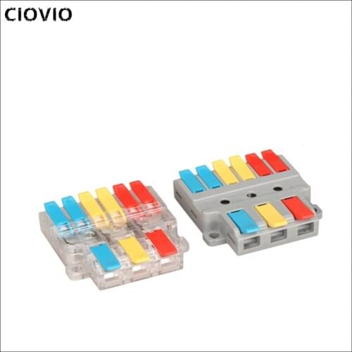 10pcs 3 in 6 out connector quick connector wire splitter and wire terminal push-type wiring artifact
