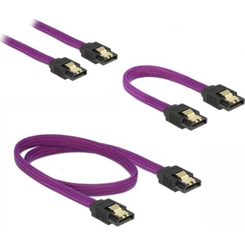 SATA 3.0 7-pin data 6Gb/s cable straight to straight 180 degree SSD cable HDD hard disk data cable purple nylon sleeve cable