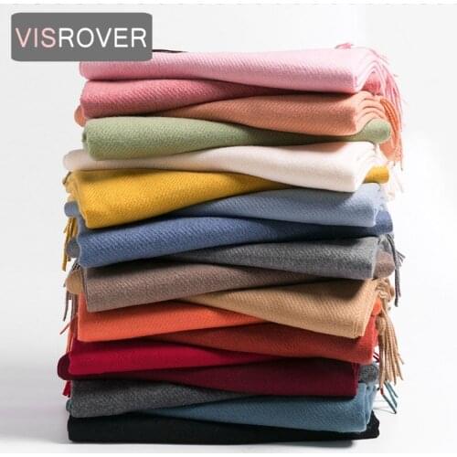 VISROVER 20 colorway Solid Winter Scarf For Women Fashion Female Shawl Cashmere Handfeeling Winter Wrap Warm Autumn Hijab Gift