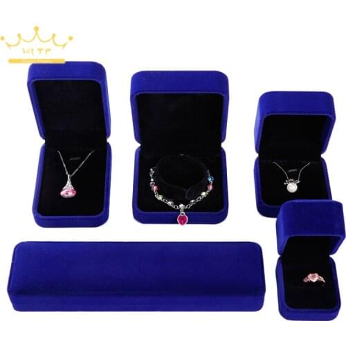 High-grade Necklace Box Box Blue Flannelette Jewelry Box Pearl Jewelry Box Earrings Ring Box Jewellery Organizer