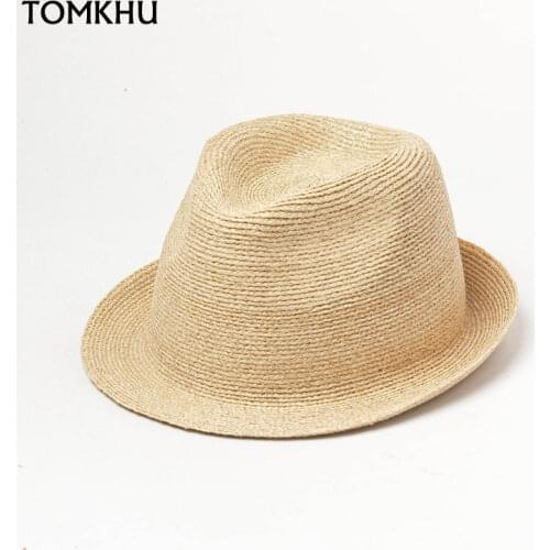 New Spring Handmade Fine Laffia Jazz Top Hats For Women Ladies Travel Sunscreen Casual Summer Beach Straw Hat Bonnet Enfant