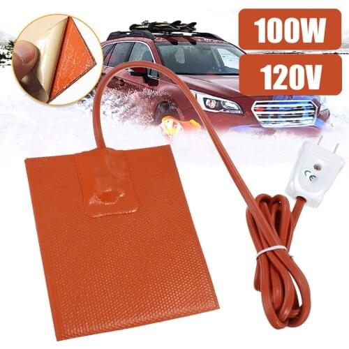 100W 120V Engine Block Hydraulic Tank Heating Plate Oil Pan Sump Tank Heater Pad Silicone Heater Pad With US Plug 12.5x10cm