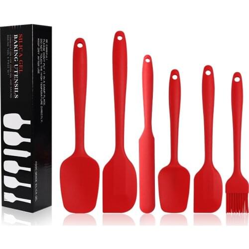 6Pcs/Set Silicone Spatulas Cake Cream Scrapers Heat-Resistant Oil Brush Non-stick Baking Kitchen Utensil Baking Tools