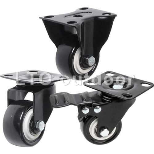 1.5/2inch Heavy Duty Swivel Plate Casters Mute PU Wheels with 360 Degree Castors For Industrial Trolley Caster