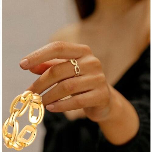 Thick Cable Chain Ring for Women , Stainless Steel Link Rings, Gold Filled Stacking Statement Minimalist Jewelry