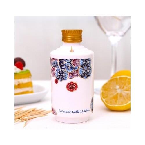 Creative maotai wine bottle modelling press type automatic toothpick extinguishers toothpick holder 12*5.5*5.5CM