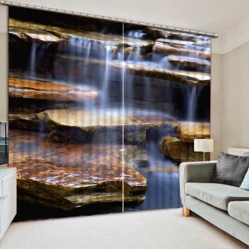 Custom Any Size 3D Curtain Bedroom Living Room Kitchen Home 3D Window Curtains Water Stones Pattern Blackout Curtain Fabric