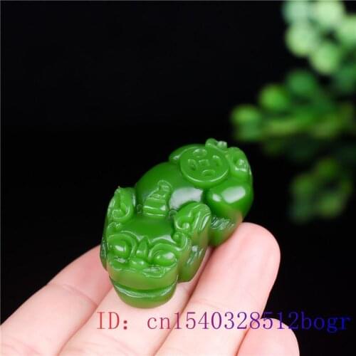 Green Jade Pixiu Pendant Necklace Chinese Natural Carved Hand Amulet Gifts Fashion Charm Men Jewelry Jadeite Women