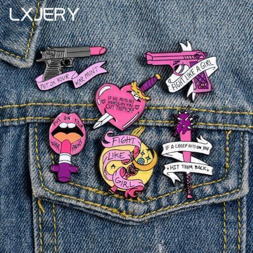 LXJERY Cartoon Enamel Feminism Pins Badge On Backpack Cute Brooch Pins For Clothes Broche For Women Girls Gift