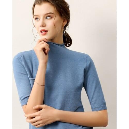 2019 Spring and Autumn women sweaters and pullovers oversized fashion harajuku sweater short sleeve white sweater female D367