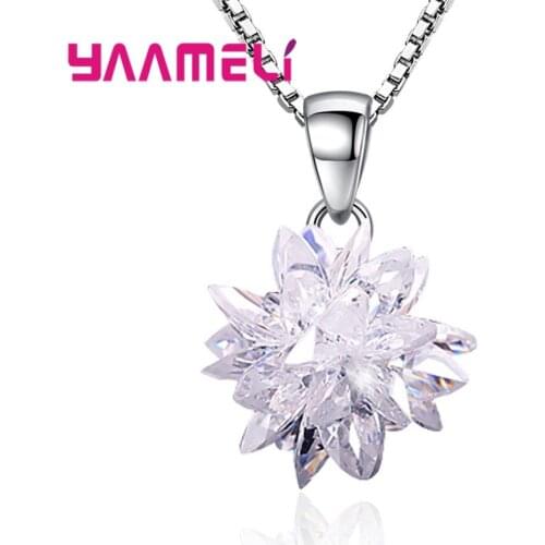Wholesale Good Jewelry Fashion Pure 925 Sterling Silver Drop Earrings Necklace Ice Flower Pendant Jewelry Sets For Women/Ladies