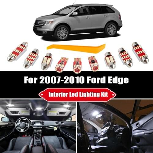 13pcs For 2007-2009 2010 Ford Edge White LED Interior Light Map Dome Bulbs Kit Cargo Door Vanity Mirror License Lamp Accessories